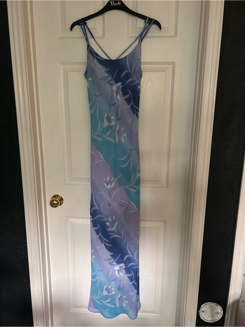 Vintage Floral Dress in Blue and Lavender
